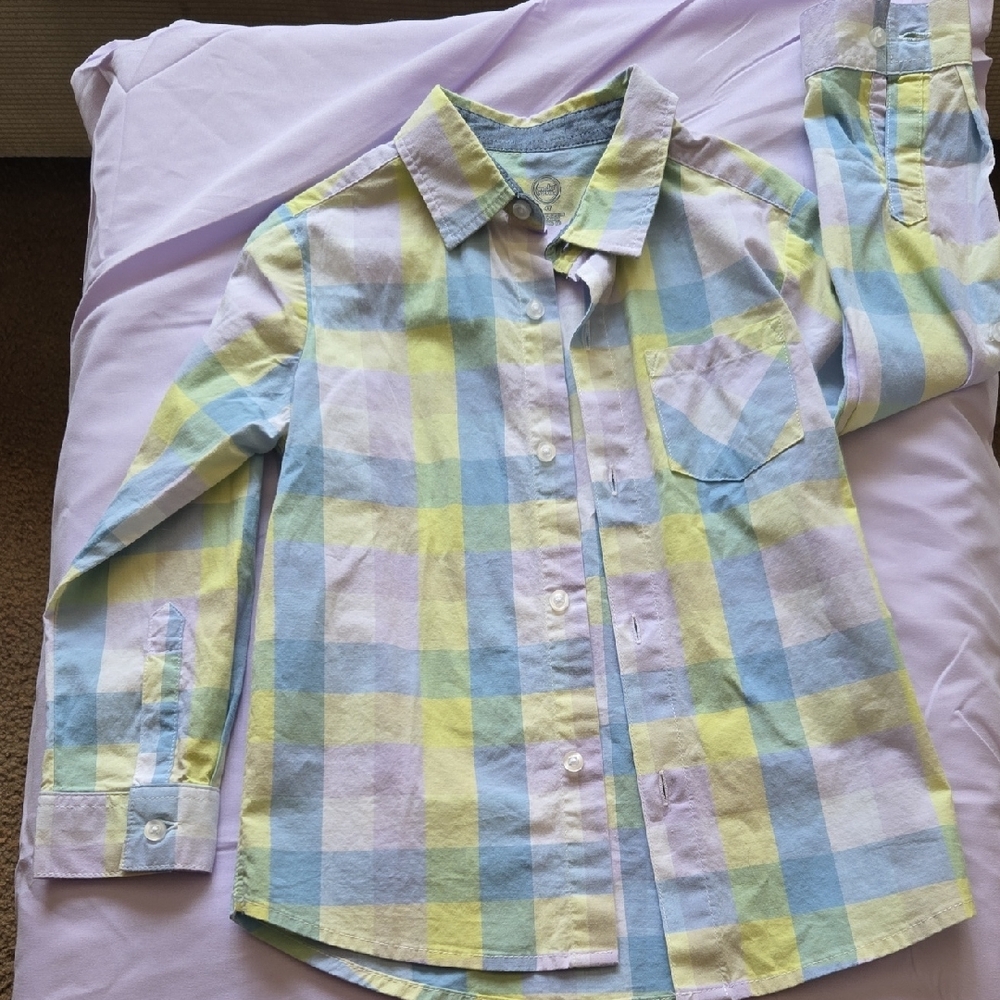 Wonder Nation Blue and Yellow Button Down Shirt